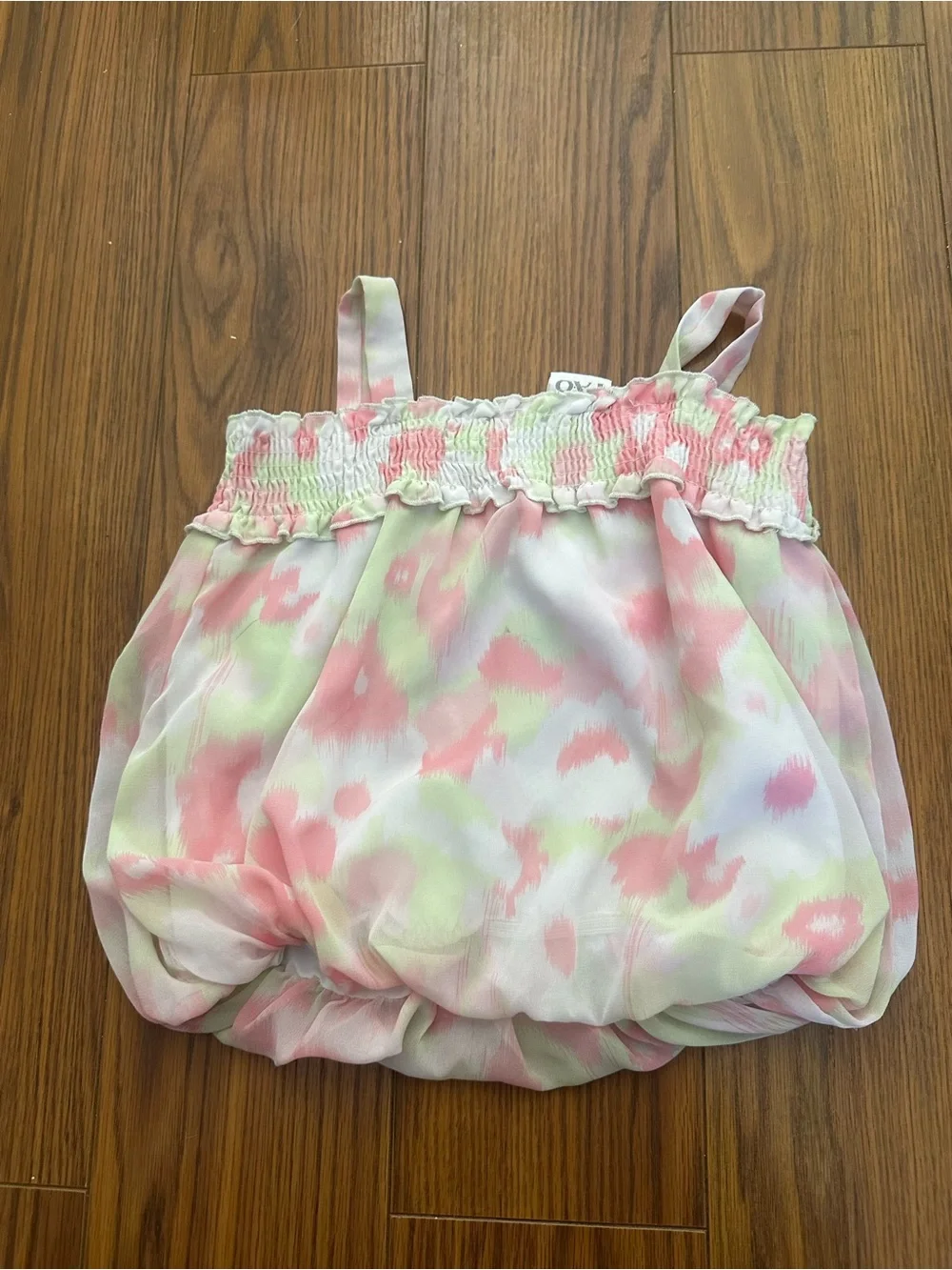 Girls Pink Tie-Dye Bubble with Bow Straps